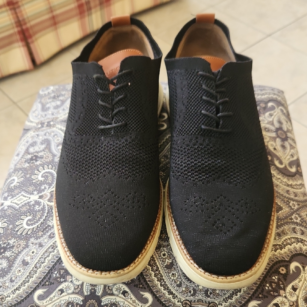 Nautica Black Knit Oxfords Sleek Lace-Up Design